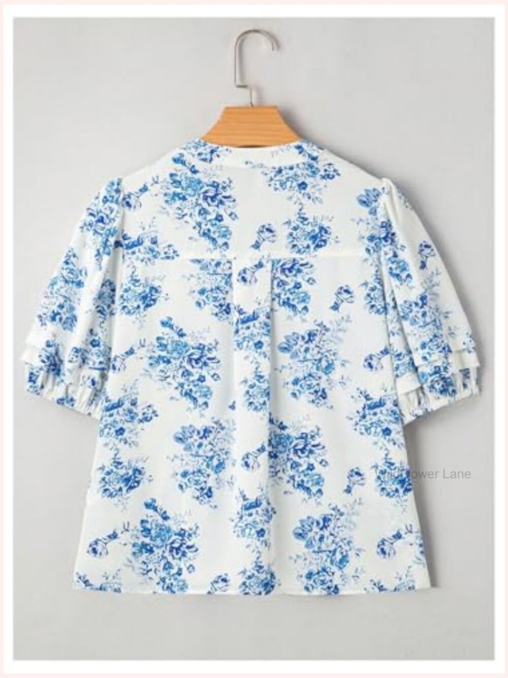 Floral Button Down Shirt Ruffle Sleeve Boho Blouse Dressy Casual Top - Picture 4 of 5